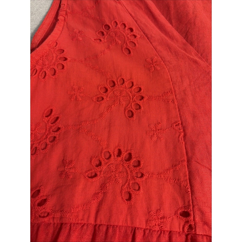 Women's Medium Red Linen Summer Dress Costal Summer Minimal - Picture 5 of 9
